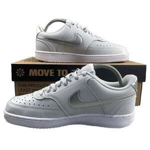 New Nike Shoes Court Vision Low Womens 9.5 Pure Platinum Silver Mens 8 Unisex‎
